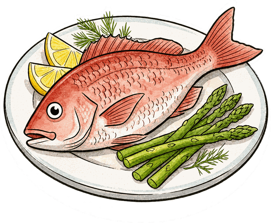 Whole roast fish with lemon